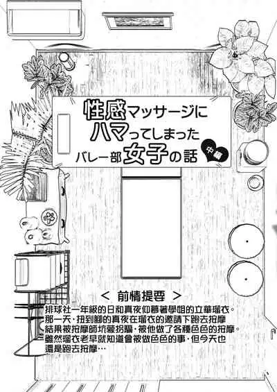 [Kamikadou (Ginyou Haru)] Seikan Massage ni Hamatte shimatta Volley-bu Joshi no Hanashi ~Chuuhen~ [Chinese] [therethere個人翻譯&嵌字] [Digital]