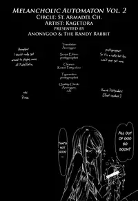 (C70) [St. Armadel Ch. (Kagetora)] Melancholic Automaton 2 - One day at the castle of Einzbern (Fate/hollow ataraxia) [English] [Anonygoo + The Rabbit Reich]