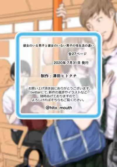 Kanojo no Iru Danshi to Kanojo no Inai Dnashi no Seiseikatsu no Chigai