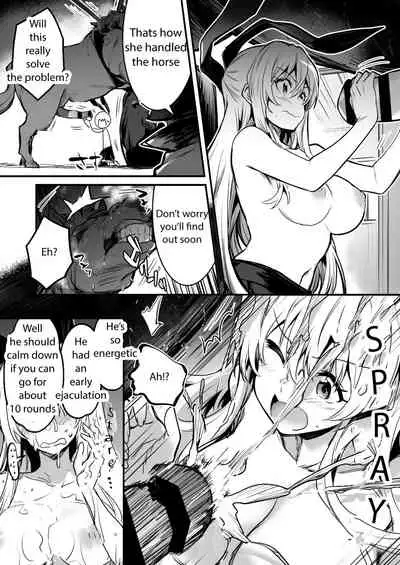 Adventure-chan helps the lustful horse cum so he'll carry her away