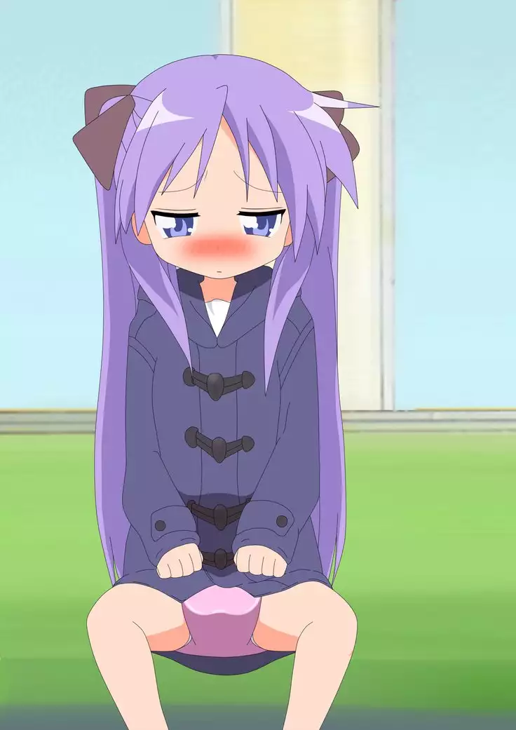 Kagami goes to shcool wearing diaper